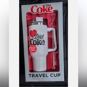 NEW IN GIFT BOX I ❤️ DIET COKE 40 OUNCE TUMBLER TRAVEL CUP WITH LID & STRAW.